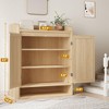 Rattan Shoe Cabinet with 2 Doors, Wooden Shoe Storage Organizer with Adjustable Shelves, 5-Tier Shoe Storage Cabinet for Entryway, Hallway,Living Room - 2 of 4