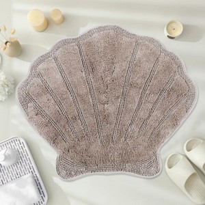 Marilyn Collection Seashell Shape Bath Rug – 100% Cotton, Ultra Plush 2200 GSM, Machine Washable Reversible Bathroom Mat – 25" x 28" Shell - 1 of 4