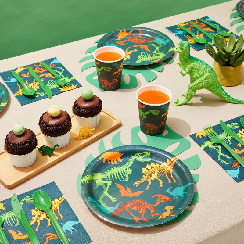 Juvale 144 Piece Dinosaur Birthday Party Supplies, Dino Party Decorations with Paper Plates, Napkins, Cups & Cutlery, 24 Guests, 2 of 10