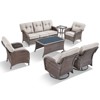 Belord Brown Wicker 7 Piece Patio Furniture Set with 5" Thick Cushions, Outdoor Patio Furniture Set with Swivel Gliding Rocker Chairs and Club Chairs - 4 of 4