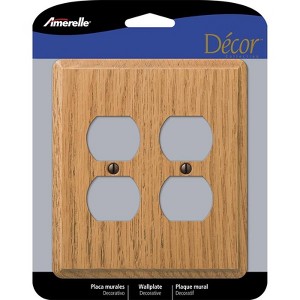 Amerelle Contemporary Light Brown 2 gang Oak Wood Duplex Outlet Wall Plate 1 pk - 1 of 1