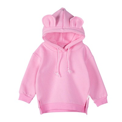 MyKids-Usa Baby Solid Color Animal Ear Patch Design Autumn Hoodie