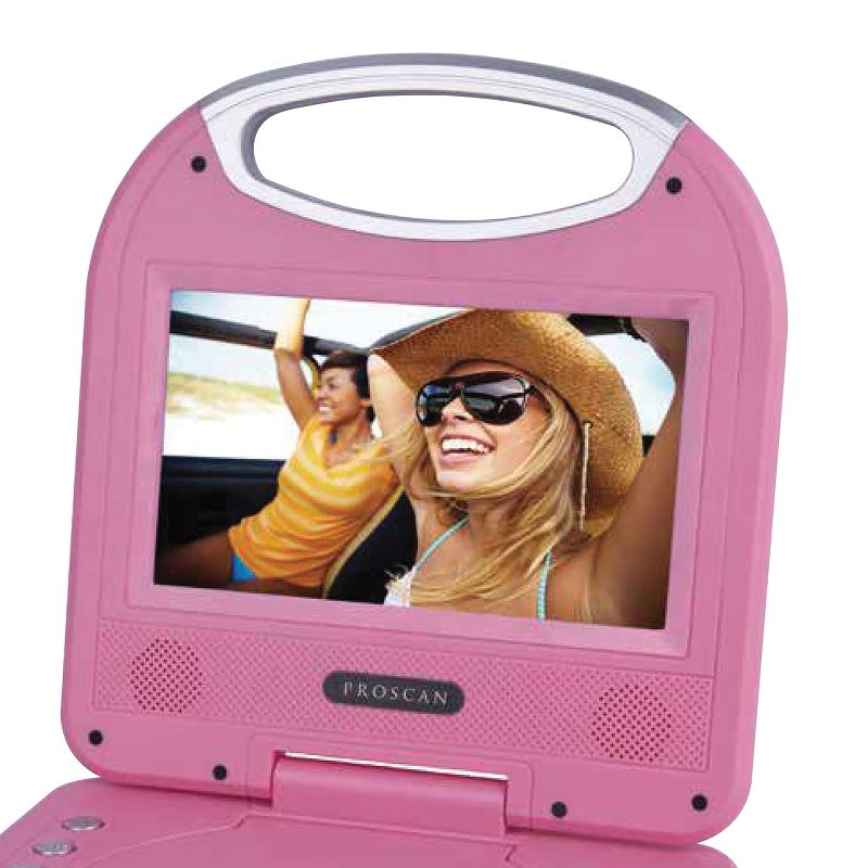 Proscan® 7-In. Portable DVD Player with Earphones, Remote, and Integrated Handle, Pink, PDVD7049, 2 of 5