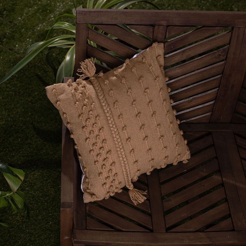 Tan Pulled Knot 18X18 Hand Woven Filled Outdoor Pillow - Foreside Home & Garden, 3 of 7