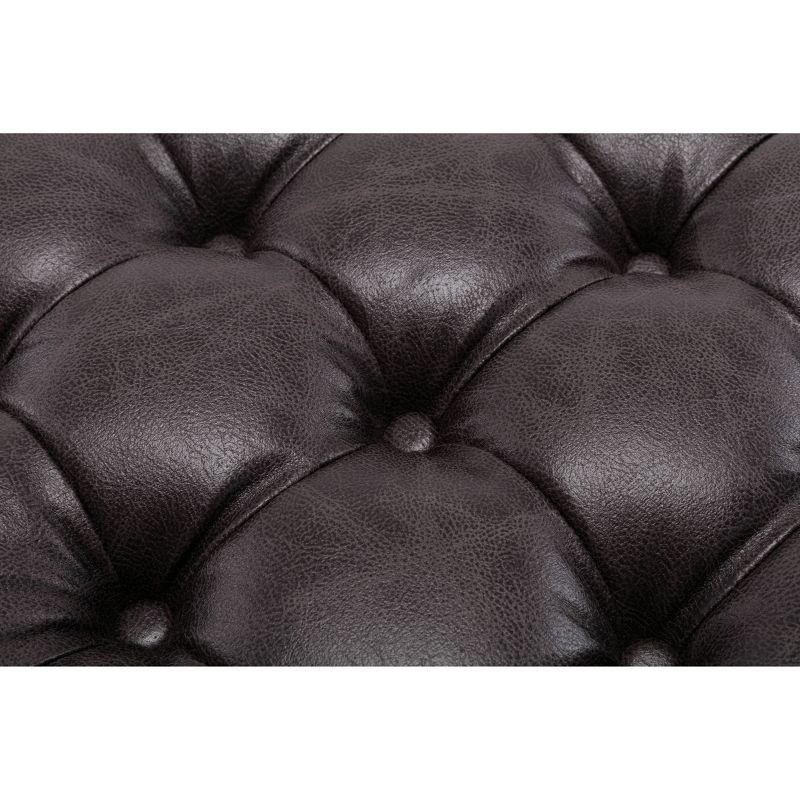 28" Square Button Tufted Metal Ottoman - WOVENBYRD, 5 of 24