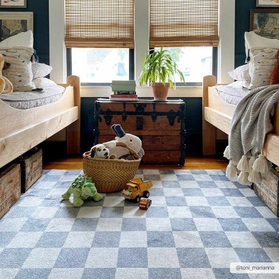 Hauteloom Alie Gray Checkered Washable Area Rug