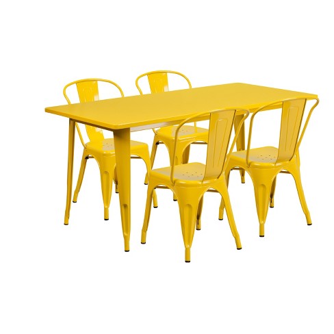 Yellow outdoor dining table hot sale