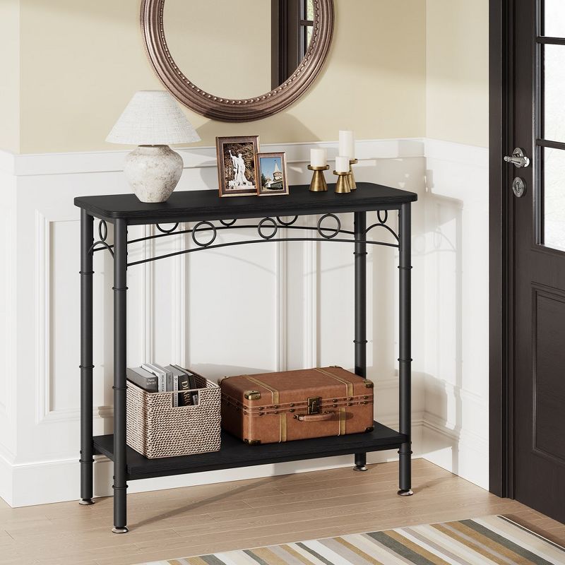 Small Console Table, 31.5" L x 11.8" W x 31.8" H Sofa Table with Storage, 2 Tier Behind Couch Table for Living Room, Entryway, Hallway, Foyer - Black, 2 of 8