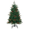 vidaXL Artificial Hinged Christmas Tree with Cones and Berries - Easy Assembly, Lifelike PE Tips, Stable Iron Stand, Reusable, 59.1" Height, Green - 2 of 4
