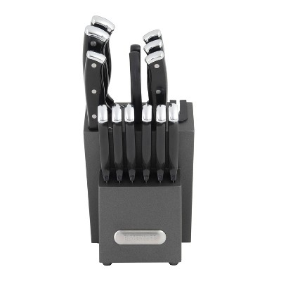 Farberware 14pc Triple Rivet Knife Block Set with Edgekeeper Sharpener Graphite: Stainless Steel Cutlery, Hand Wash‼️missing 2 ‼️