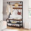 Coat Rack Shoe Bench Large Hall Tree Shoe Rack Entryway 3-Tier Storage Shelf and Hooks Removable Industrial Accent Furniture - 4 of 4