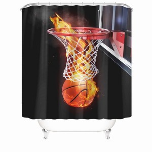 Basketball On Fire Shower Curtains for Bathroom Waterproof Fabric Bath Curtain Durable Soft Stylish Bathroom Decor 72x72 Inch - 1 of 1