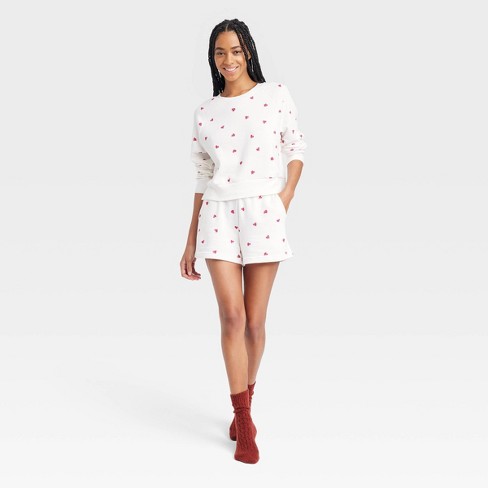 Women's Fleece Lounge Pajama Shorts - Colsie™ White M : Target