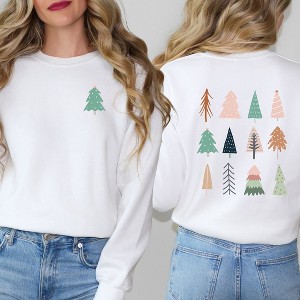 Simply Sage Market Women's Graphic Sweatshirt Christmas Tree Chart Front and Back - 1 of 4