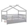 Twin/Full Size House Bed Frame with Twin Size Trundle, Wooden Daybed with Fence - ModernLuxe - 4 of 4