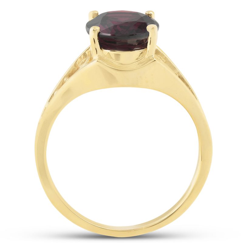 Pompeii3 Genuine 10x8 MM Oval Garnet Solitaire Ring 14k Yellow Gold, 3 of 6