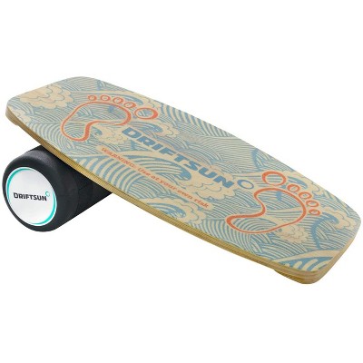 Driftsun Classic Hardwood Sturdy Balance Board Core Trainer Exercise Training Deck for Ski Surfing Skating w/ 6 Inch Diameter Non Skid Textured Roller