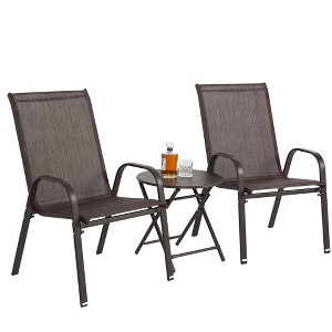 Mondawe 3 Piece Patio set, Outdoor Camping Chairs with Breathable Textilene Fabric, Folding Table, 2 Chairs - 1 of 4