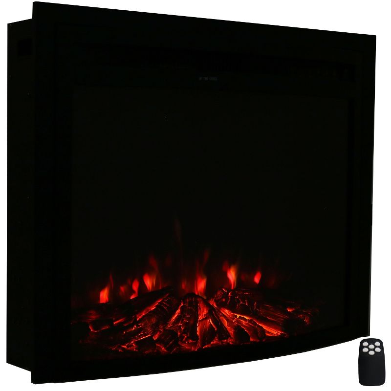 Sunnydaze Contemporary Comfort Indoor Electric Fireplace Recessed Insert with LED Lights - Black Finish, 4 of 12