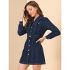 INSPIRE CHIC Women's Vintage Long Sleeve Button Front A-Line Shirt Dress - image 4 of 4