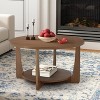 Bekrvio 31.5'' Round Coffee Table with Solid Wood Pine Legs, 2-Tier Boho Wood Coffee Table with Storage Shelf for Living Room - 3 of 4