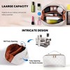 Travel Makeup Bag,Large Capacity Cosmetic Bags for Women,Waterproof Portable Pouch Open Flat Toiletry Bag, with Divider and Handle，White - 4 of 4