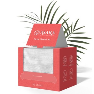Asara Disposable Face Towel XL Facial Wipes Makeup Remover - Organic Vegan Biodegradable Face Towels - 1 of 4