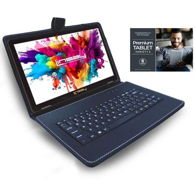 LINSAY 10.1"Octa Core 128GB Storage Android 14 Tablet with Black Style Keyboard and Premium Application Pack Offers INCLUDING : Office Suite