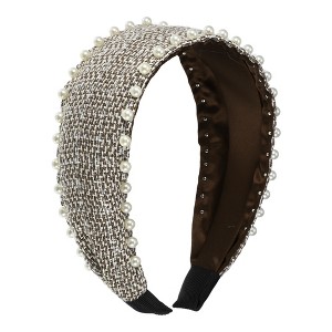 Unique Bargains Women's Classic Wide Pearl Headband 6.10"x1.97" 1 Pc - 1 of 4