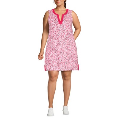 Lands' End Women's Cotton Jersey Notch Neck Dress with Soutache