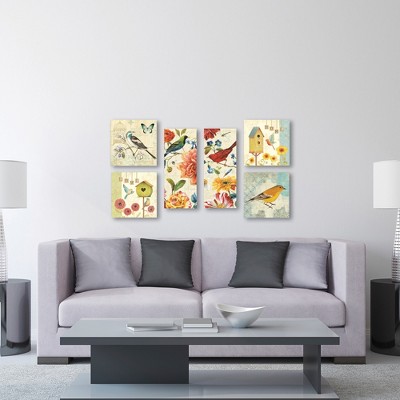 Wild Birds and Florals Canvas Wall Art Set