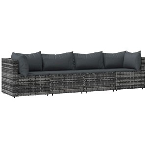 vidaXL Patio Lounge Set Gray PE rattan, powder-coated steel, polyester - 1 of 4