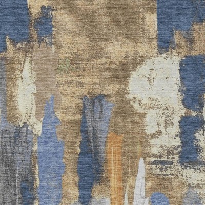Navy Blue And Gold Abstract Washable Indoor Outdoor Area Rug
