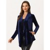 INSPIRE CHIC Women's Shawl Collar Pocket Open Front Velvet Cardigan - 2 of 4