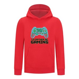Everyday Kids “I’d Rather Be Gaming” Pullover Hoodie – Cool Video Game Controller Sweatshirt - 1 of 4