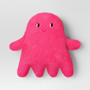Ghost Shaped Faux Shearling Halloween Throw Pillow Pink - Hyde and EEK! Boutique™: Indoor Novelty Cushion, Polyester Fill - 1 of 4