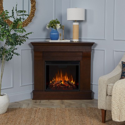 Dark Walnut Free-standing Electric Fireplace with Mantel
