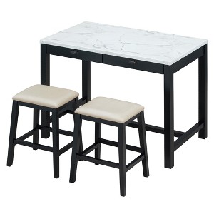 VYNXARIA 5-Piece Dining Table Set, Counter Height Modern Kitchen Table and Chairs with Storage Drawers, Marble Dining Table  for Small Space(Black) - 1 of 4