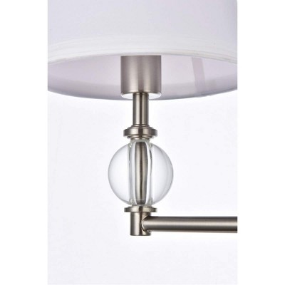 Bethany 2-Light Satin Nickel and White Fabric Wall Sconce