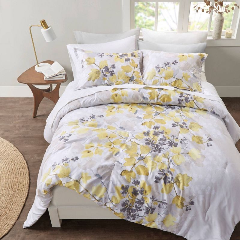 Madison Park Karissa Comforter Set with Bed Sheets Yellow, 1 of 8
