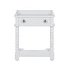 LIVAREEmlen Retro Style Nightstand with Drawer and Open Shelf for Bedroom, Bedside Table with Turned Legs and Metal Handle, White - 4 of 4