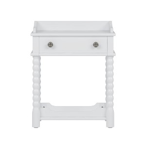 LIVAREEmlen Retro Style Nightstand with Drawer and Open Shelf for Bedroom, Bedside Table with Turned Legs and Metal Handle - 1 of 4