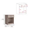 Vynxaria Modern Light Gray Nightstand with Drawer & Shelf - 4 of 4