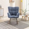 Indoor Rocking Chair Wingback Arm Chair Tufted Upholstered Teddy Fabric Nursery Room Rocking Chair With Solid Wood Base-Maison Boucle - 2 of 4