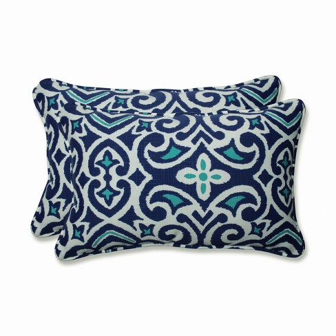 Blue outdoor outlet lumbar pillows