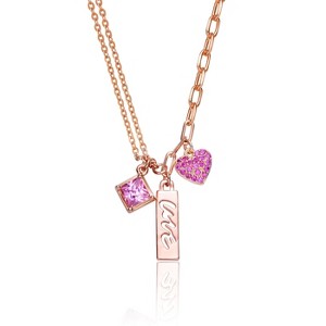 Guili Sterling Silver 18K Rose Gold Plated Ruby Cubic Zirconia Heart Necklace, a Delicate & Romantic Jewelry Piece for Women & Teens to Cherish - 1 of 3