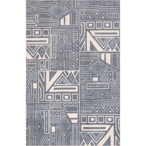 Nuloom Hedy Geometric Pet Friendly Machine Washable Area Rug, 5' x 8', Blue - 1 of 4