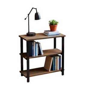 31" Pomona 2 Shelf Bookshelf Metal and Solid Wood Natural - Alaterre Furniture - 1 of 4