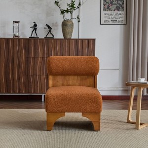 Tinyhomie Set of 2 29 Inch Mid-Century Faux Leather Accent Chairs Brass Tipped Legs - 1 of 4