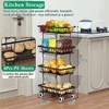 Fruit Basket 4 - Tier Kitchen Organizer Rolling Cart with Wheels for Storing Fruit Potato Onion Snacks Vegetables Bread Produce - 2 of 4